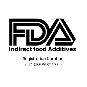 FDA Indirect food Additives regulation logo for materials that comply with 21 CFR Part 177.