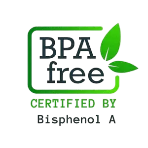 BPA Free certification logo, indicating the product does not contain bisphenol A, a non-toxic plastic sign.