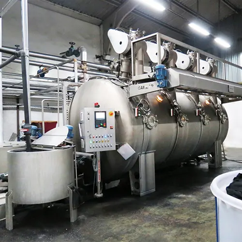 At Hilton Enterprises, the airflow and jet dyeing machine is used for achieving superior coloration results and ensuring deep penetration for vibrant, colorfast results across various fabrics.