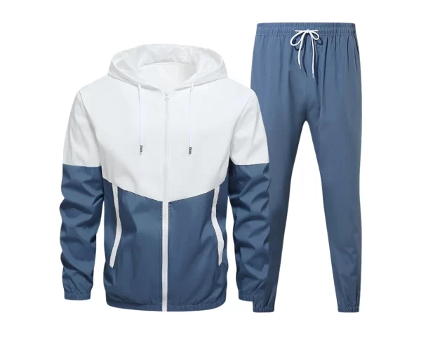 Men's Track Jacket Set (White, Blue)