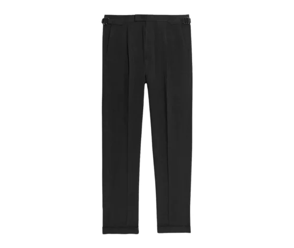 Men's Tailored Linen Blend Suit Trousers (Black)