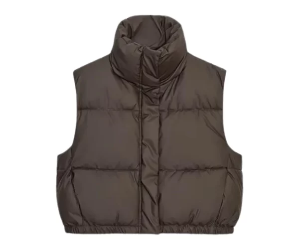 Women's Brown Cropped Puffer Jacket