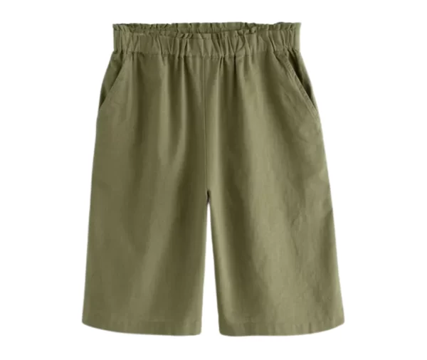 Women’s Olive Green Cotton Bermuda Shorts