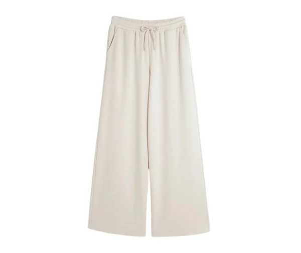 Women's Wide Leg Cropped Trousers (Cream)