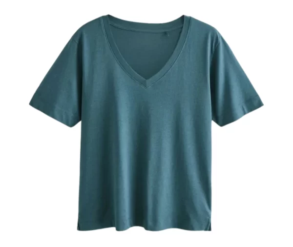 Women’s Cotton V-Neck T-Shirt (Teal Blue)