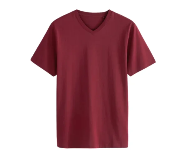 Men’s Regular Fit V-Neck T-Shirt (Red Wine)