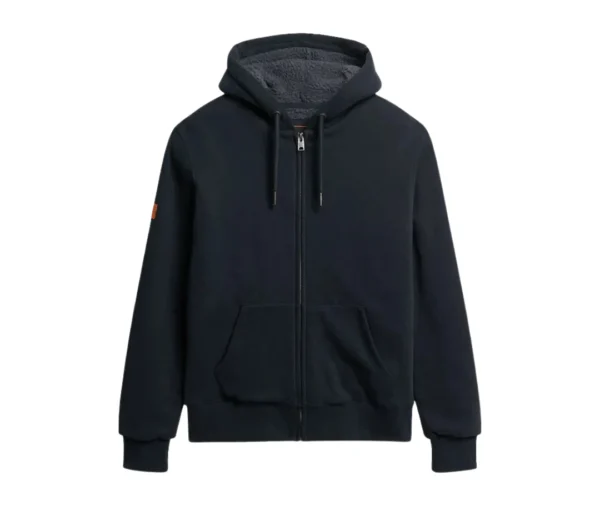 Men’s Borg Lined Zip Hoodie (Navy Blue)