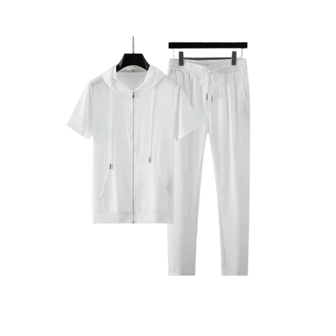 Men's Slim-Fit Tracksuit Bottoms (White)
