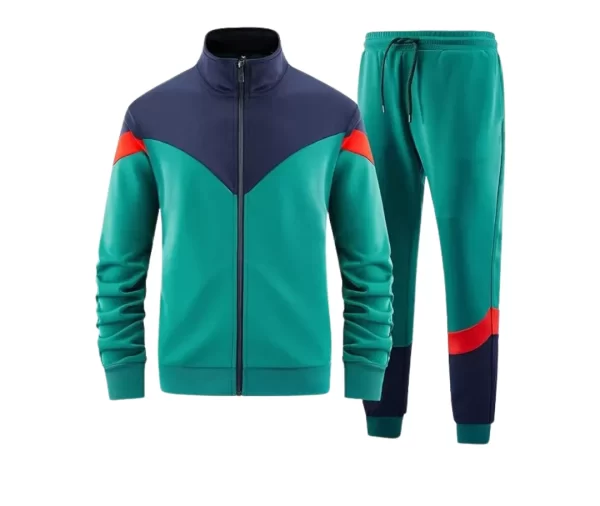 Men's Zip Tracksuit Set (Green, Dark Blue, Red)
