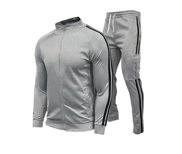 Men's Zip-Up Sweat Tracksuit (Grey, Black)