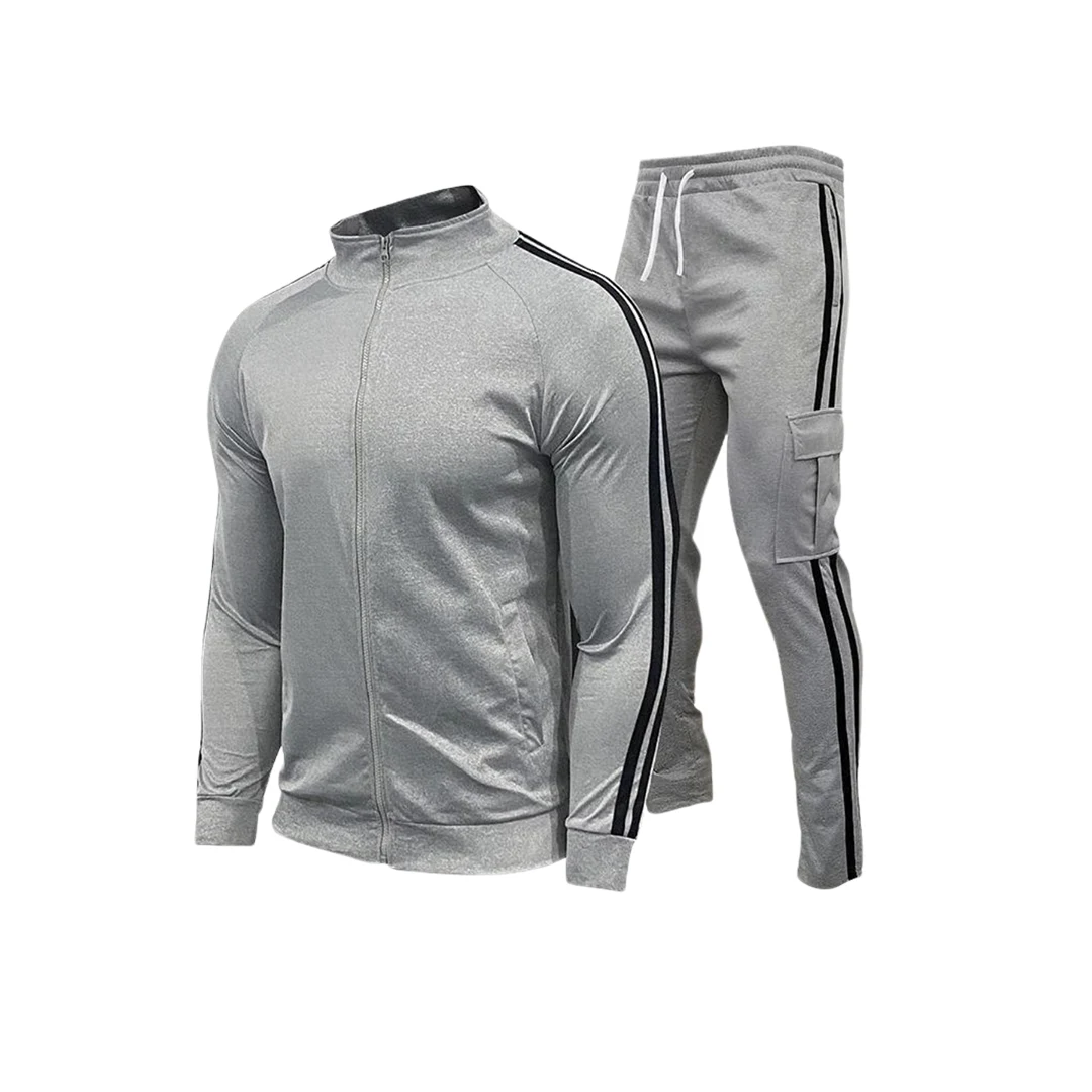 Men's Zip-Up Sweat Tracksuit (Grey, Black)
