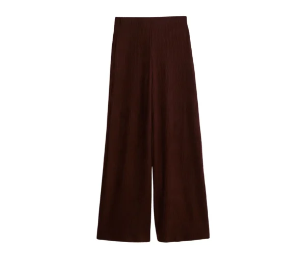Women’s Ribbed Wide Leg Lounge Pants (Dark Maroon)