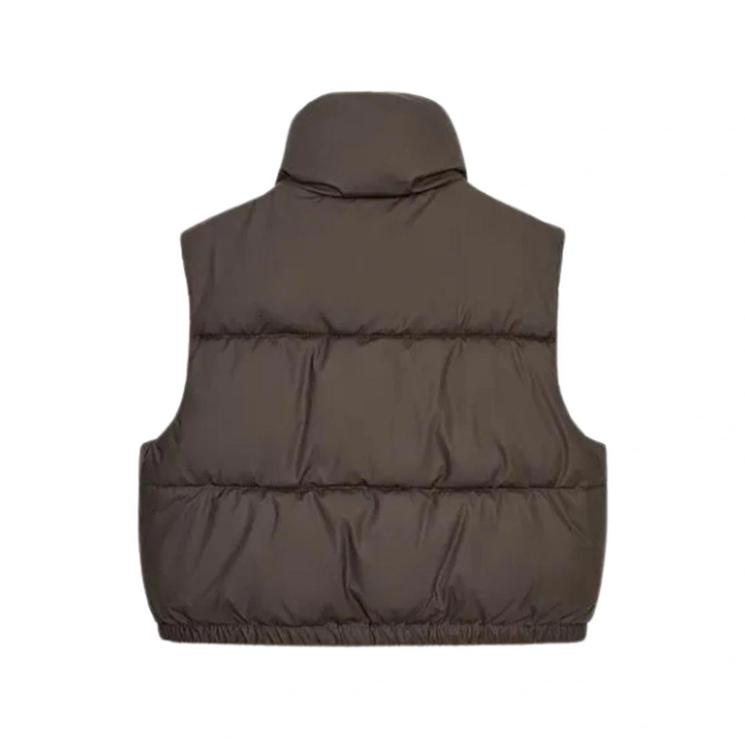 Women's Brown Cropped Puffer Jacket - Image 2