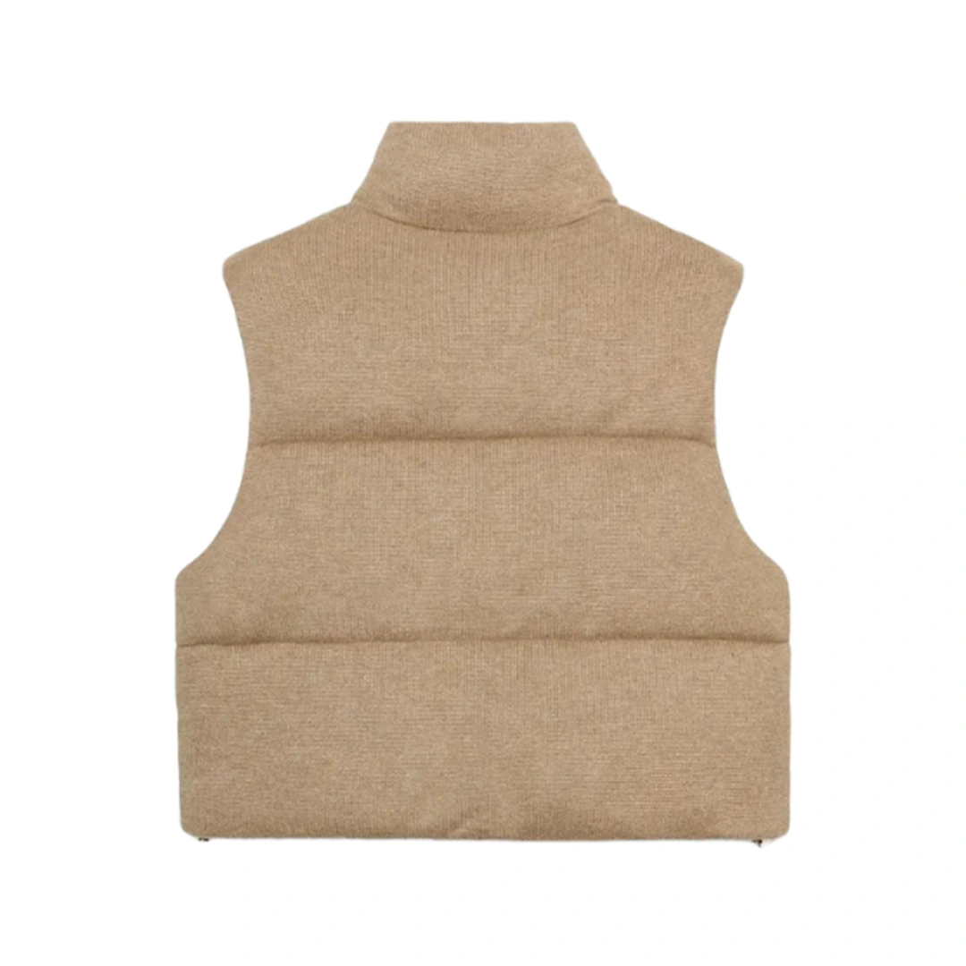 Women's Beige Wool-Blend Puffer Jacket - Image 2