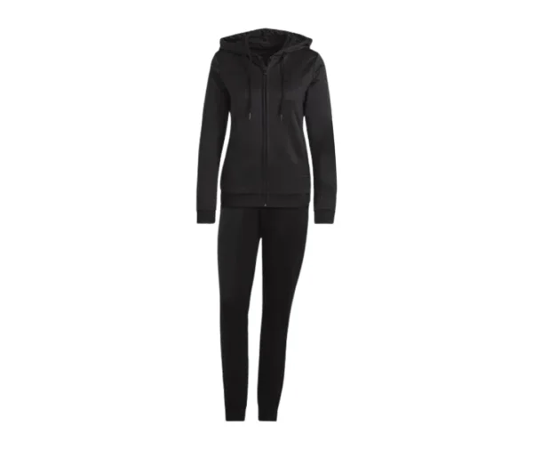 Women's Black Zip-Up Hooded Tracksuit Set