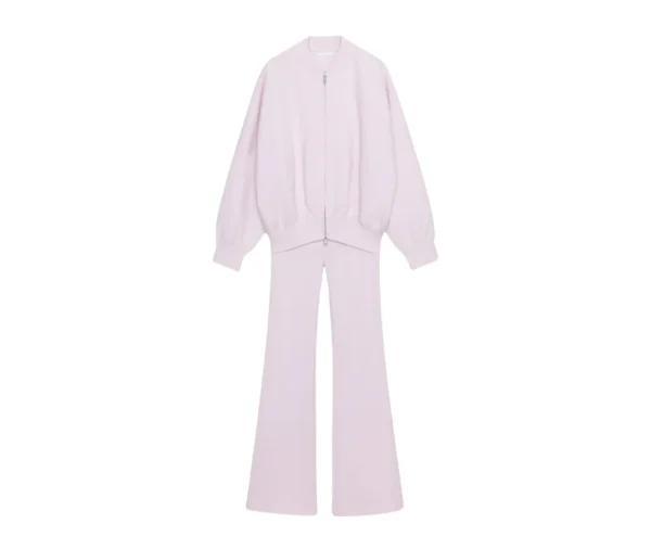 Women's Pink Bomber Jacket & Flared Trouser Set