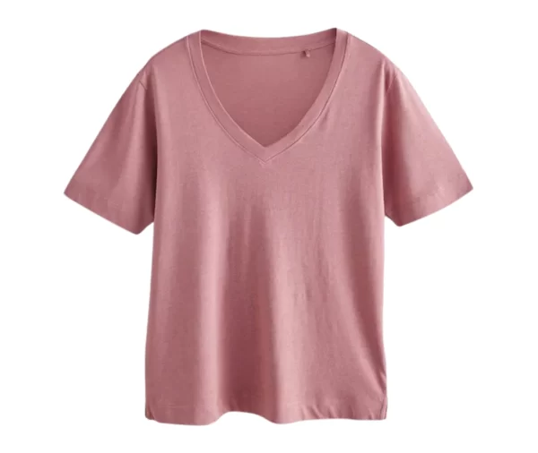 Women’s Cotton V-Neck T-Shirt (Light Pink)