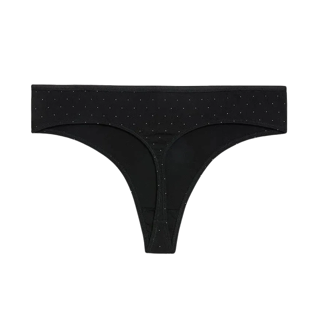 Printed No-Show Thong (Black)