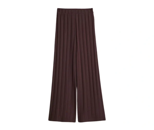 Women’s Ribbed Wide Leg Lounge Pants (Dark Brown)