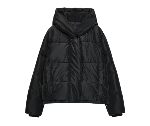 Women’s Black Cropped Hooded Puffer Jacket