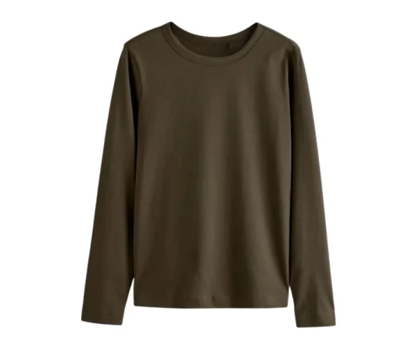 Women’s Cotton Long Sleeve T-Shirt (Olive Green)