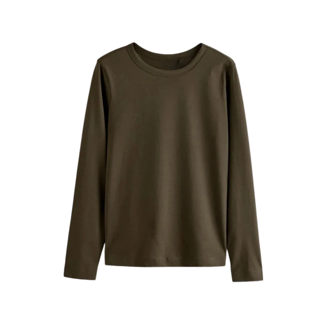 Women’s Cotton Long Sleeve T-Shirt (Olive Green)