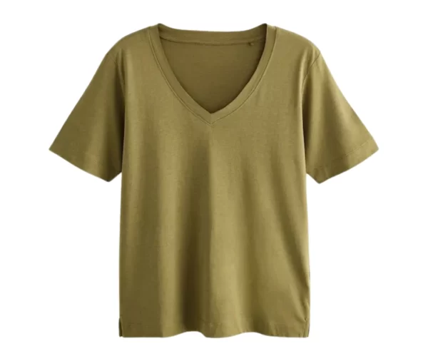 Women’s Cotton V-Neck T-Shirt (Olive Green)