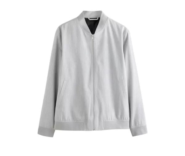 Smart Casual Full-Zip Bomber (Light Grey)