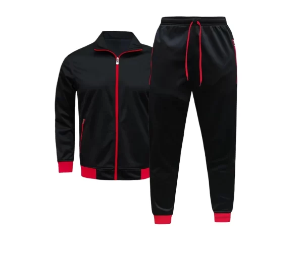 Men's Classic Solid Jogger Tracksuit (Black and Red)