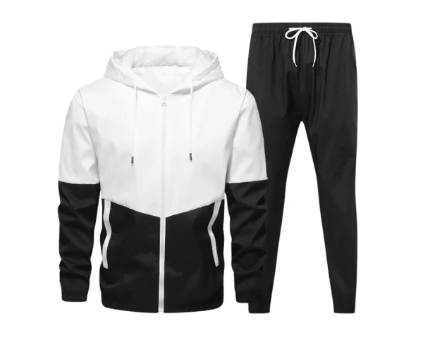 Men's Track Jacket Set (White, Black)