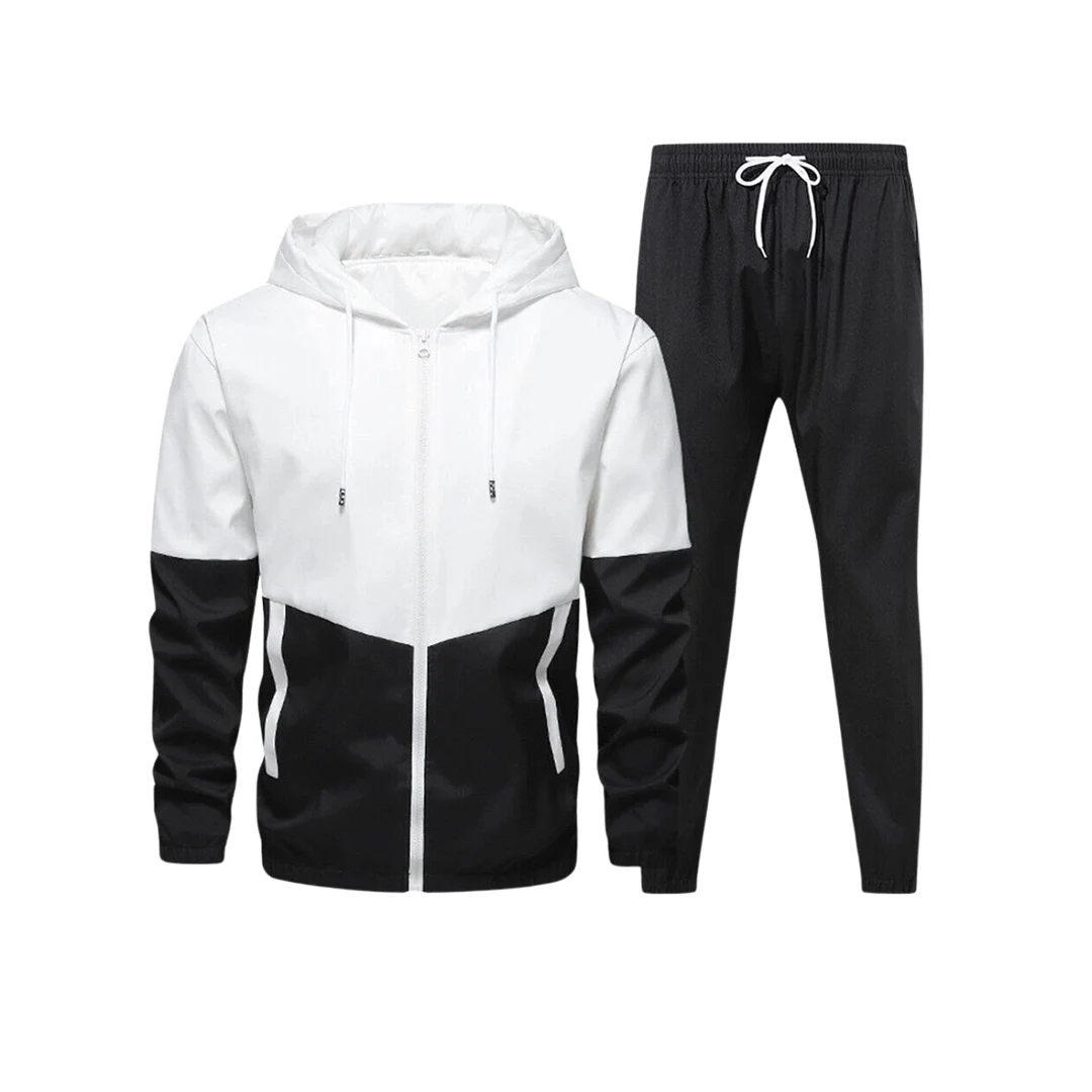 Men's Track Jacket Set (White, Black)
