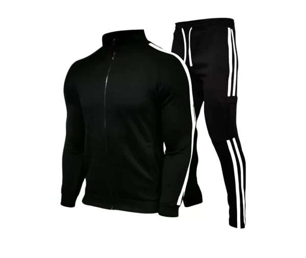 Men's Zip-Up Sweat Tracksuit (Black, White)