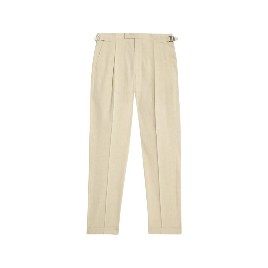 Men's Tailored Linen Blend Suit Trousers (Ecru)