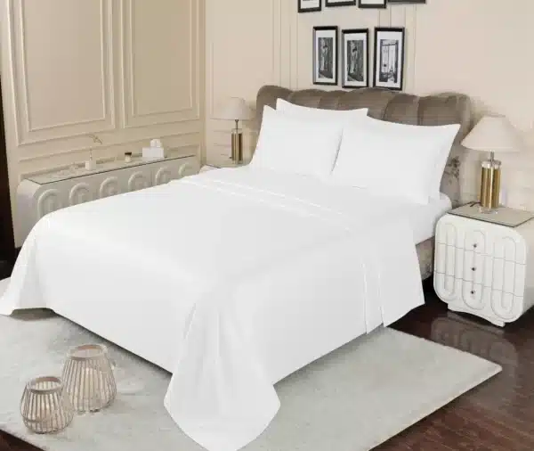 white bed sheets ( sateen sheets )