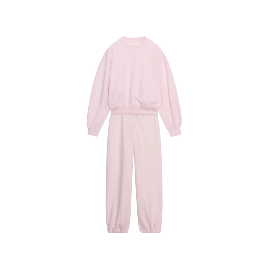 Women's Pink Relaxed Fit Sweatshirt & Joggers Set