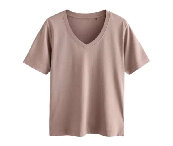 Women’s Cotton V-Neck T-Shirt (Muted Brown)