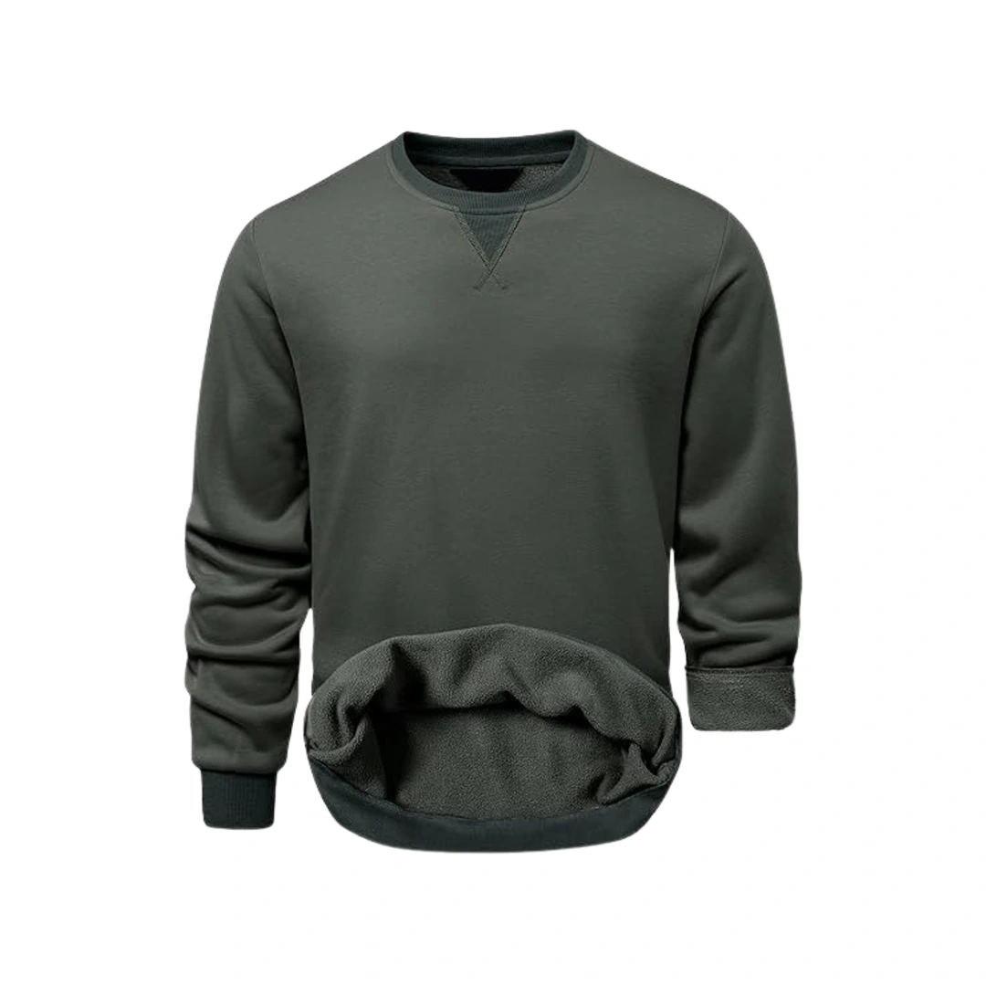 Men’s Warm Lined Sweatshirt (Olive Green)
