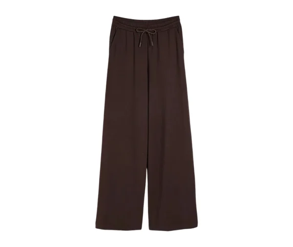 Women's Wide Leg Cropped Trousers (Dark Brown)