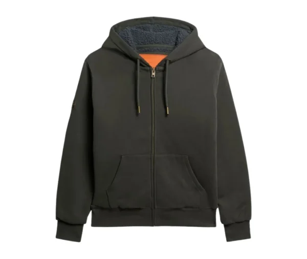 Men’s Borg Lined Zip Hoodie (Dark Olive Green)