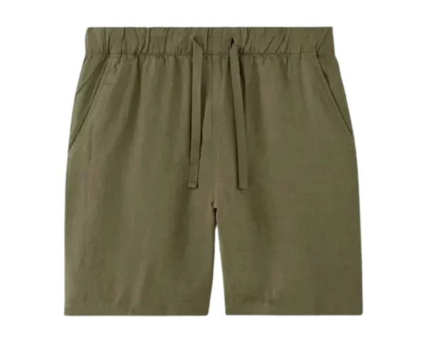 Men's Linen Blend Easy-Fit Shorts (Olive Green)