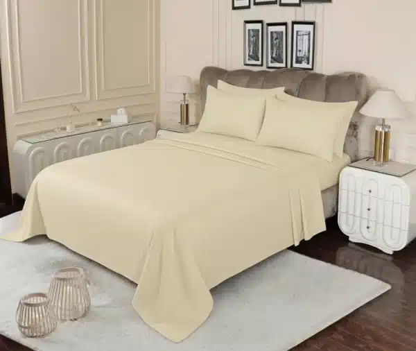 Light Beige Plain Bedsheet Set