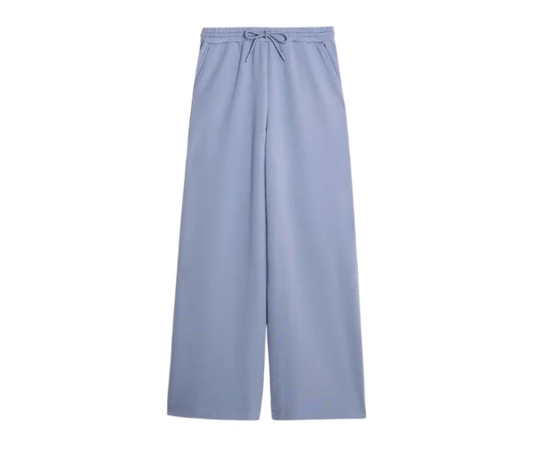 Women's Wide Leg Cropped Trousers (Pale Blue)