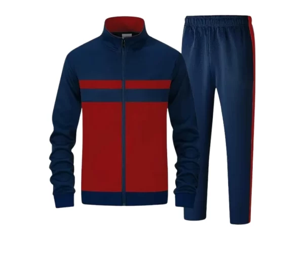 Men's Zip Tracksuit Set (Dark Blue, Red)