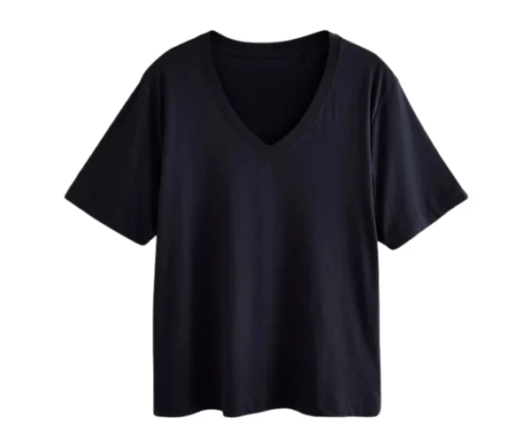 Women’s Cotton V-Neck T-Shirt (Navy Blue)