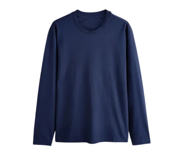 Men’s Long Sleeve Crew Neck T-Shirt (Navy Blue)