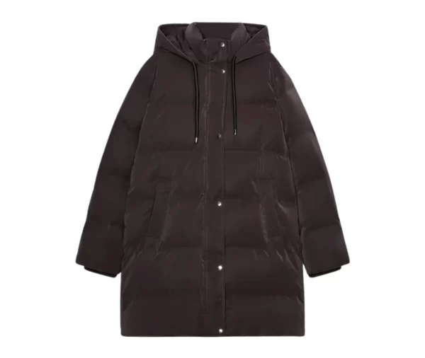 Women’s Long Hooded Puffer Coat (Dark Brown)