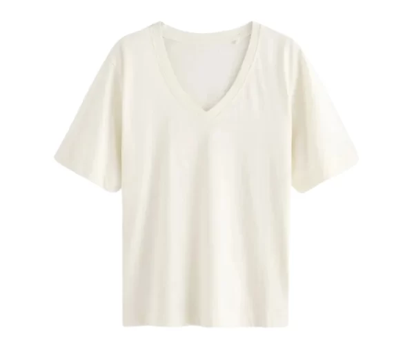 Women’s Cotton V-Neck T-Shirt (Cream)