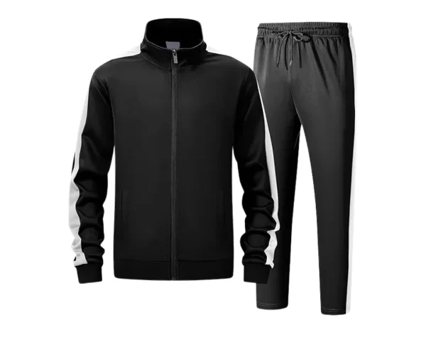 Men's Zip Tracksuit Set (Black, White)