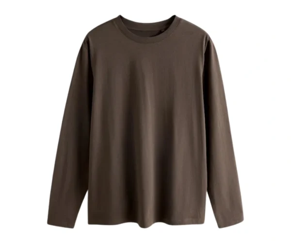 Men’s Long Sleeve Crew Neck T-Shirt (Brown)