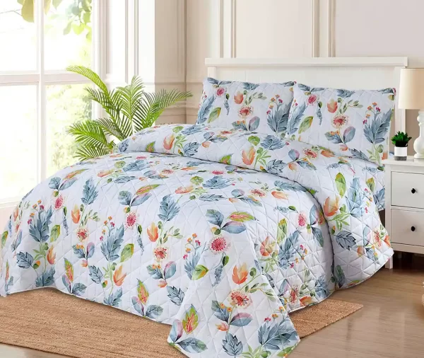 7 Pcs Printed Watercolor Floral Comforter Set